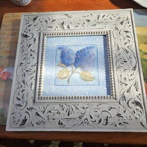 rustic framed hydrangea picture signed by artist